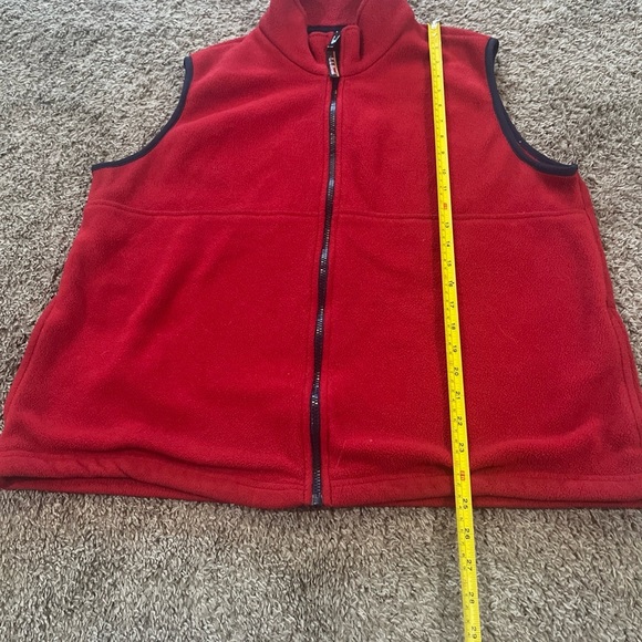 Vintage LL Bean Outdoors Vest Mens Red Fleece Full Zip - Picture 4 of 6